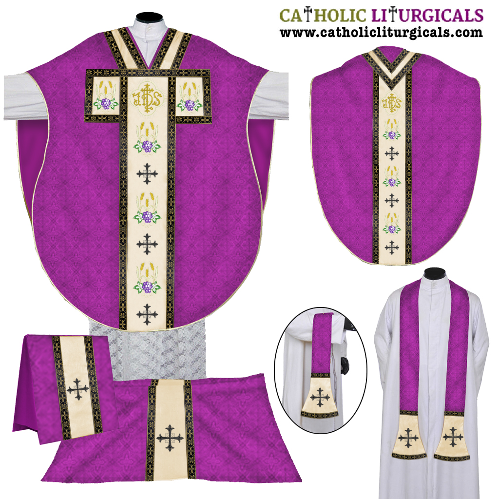 Philip Neri Chasubles Purple St. Philip Neri Vestment for Lent with IHS Motif